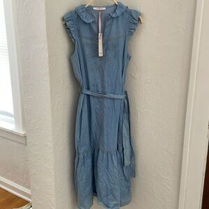 WHITE WISE Women's Abito Chambray Denim Dress Size XL/10 In Blue